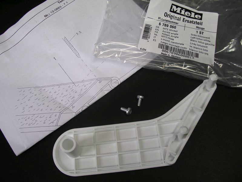 Winkel links, Halterung für Anlagebrett für Cordes und Miele Bügelmaschine